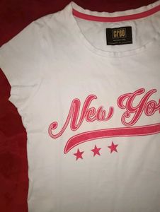 White "New York" Graphic Tee