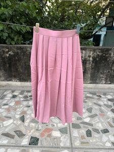 Pink Pleated Midi Skirt