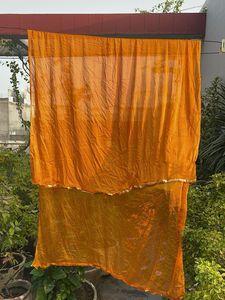 Orange Dupatta with Golden Border