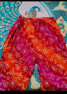 Vibrant Bandhani Kurta Set with Embellishment