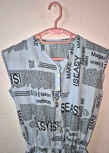 Light Blue Graphic Print Jumpsuit