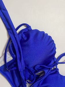 Royal Blue Bikini Set of 2 with Floral Print
