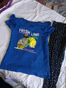 Cute Lemon Print T-Shirt and Leggings Set