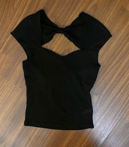 New Me Black Sheer Cap Sleeve Top