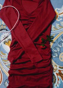 Ruched Long Sleeve Bodycon Dress