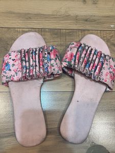 Pink Floral Slide Sandals