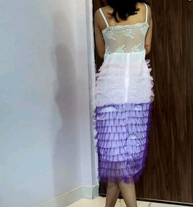Premium Korean Padded Frill, Mesh Back Dress