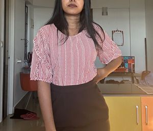 Cute Red and White Gingham Top
