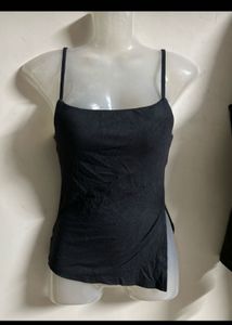 Sleek Black Cami Top with Side Slits