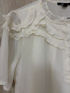 Elegant White Ruffle Blouse