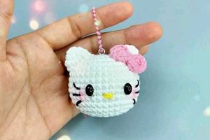 Hello Kitty Crochet Keychain