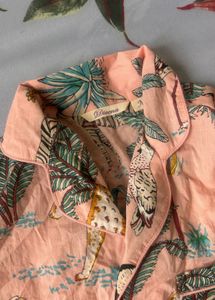 Pink Tropical Print Pajama Set