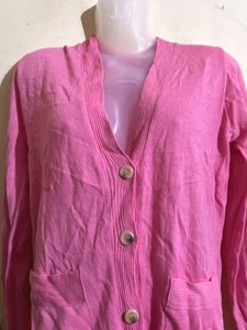 Pink Button-Down Cardigan Sweater