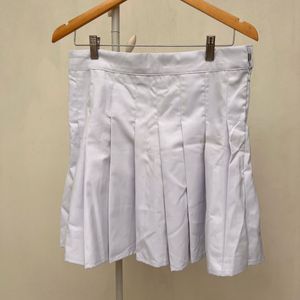 White Pleated Mini Skirt