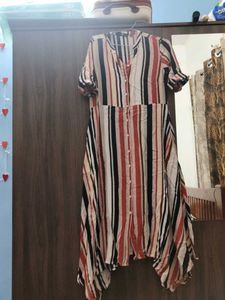 Striped Button-Down Tunic Top