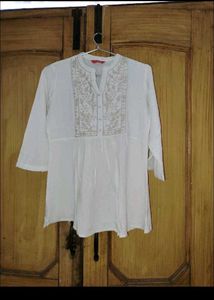 White Embroidered Tunic Top
