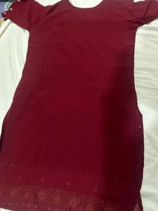 Elegant Maroon Embroidered Kurta sharara Set