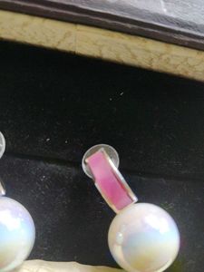 Chic Pearl &amp; Pink Drop Earrings