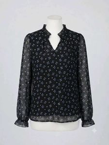 Chic Floral Print Sheer Blouse