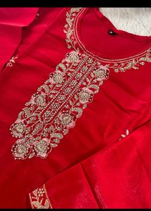 Stunning Red Embroidered Kurta Set with Dupatta