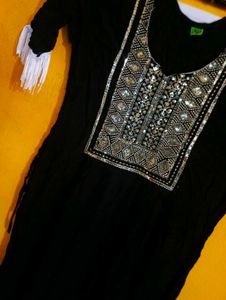 Chic Black Kurti with Tassels