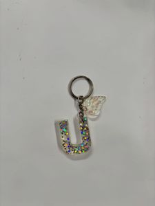 Sparkly Letter U Keychain