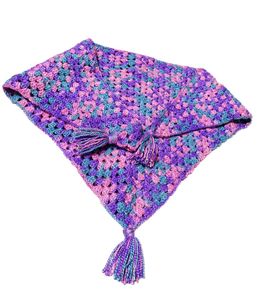 Vibrant Purple Crochet Scarf with Tassels