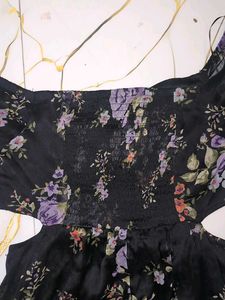 Black Floral sexy ruffle dress