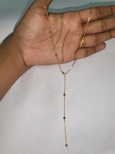 Gold Lariat Necklace with Beads