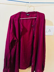 Women Burgundy Solid Casual Shirt - XL