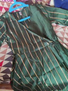 AKS Elegant Emerald Striped Dress