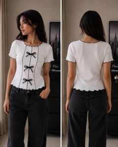 White Top with Black Bows