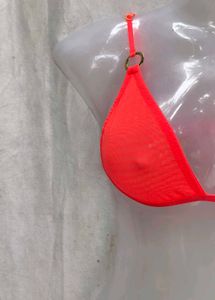 Neon Orange Mesh Bikini Top