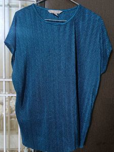Teal Textured Short Sleeve Top