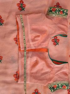 Peach Embroidered Saree with Blouse
