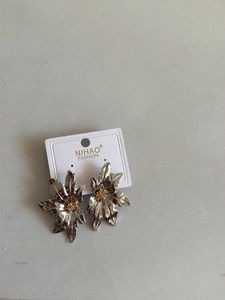 Silver Flower Statement Earrings