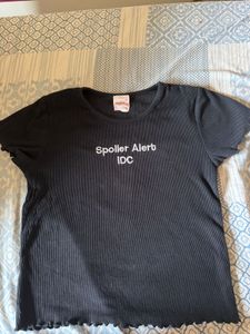 Black "Spoiler Alert IDC" Ribbed Top