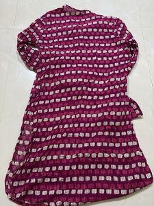 Pink Block Style Printed Kurta