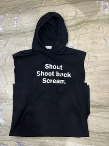 Black Hooded Maxi Dress with Slogan