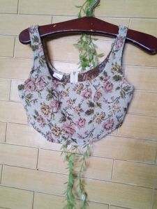 Urbanic Floral Tapestry Zip Crop Top