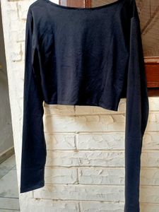 Shein Black Ruched Cropped Top
