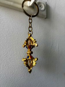 Vintage Gold Tone Dorje Keychain