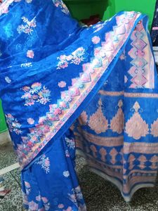 Vibrant Blue Floral Saree