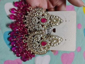Stunning Pink Crystal &amp; Kundan Earrings