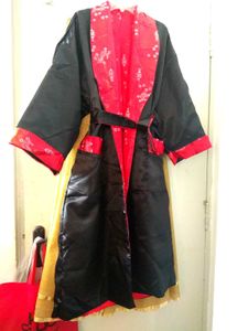 Chinese reversible Black Satin Silk Gown
