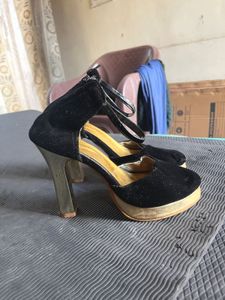 Black Suede Platform Heels