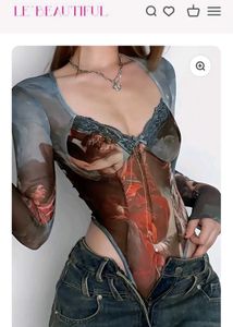 Renaissance Print Sheer Bodysuit