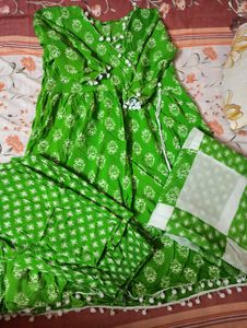 Green Printed Kurta Set