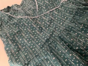 Beautiful Teal short Kurti with White Print