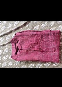 Men's Red Textured Kurta